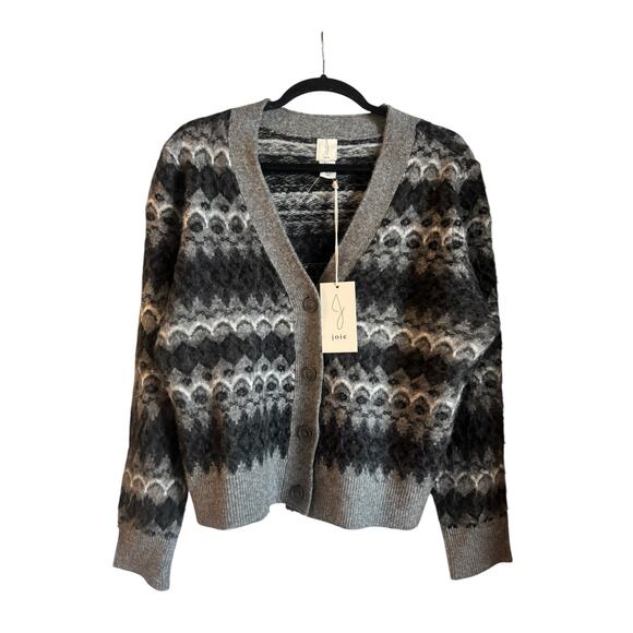 JOIE Sweaters - Joie Women’s Fair Isle Cardigan Sweater Button Up Gray Large NWT Wool Blend